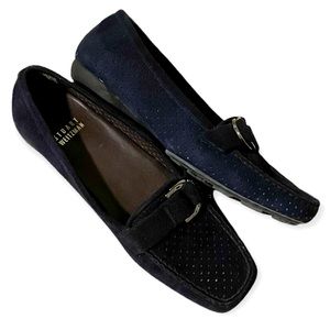 Stuart Weitzman suede loafers flats navy blue